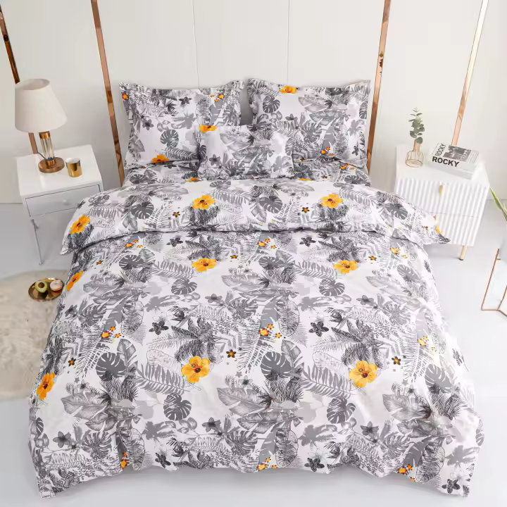 VOLARY - Juego de Sábanas de Alta Calidad para Cama 90/135/150 - Diseño de Flores，FUNDA NORDICA 5 PCS. Súper Suave, Cálido y Ligero. Ropa de Cama, Incluye 3 Funda de Almohada + Encimera + Bajera Ajustable - 1