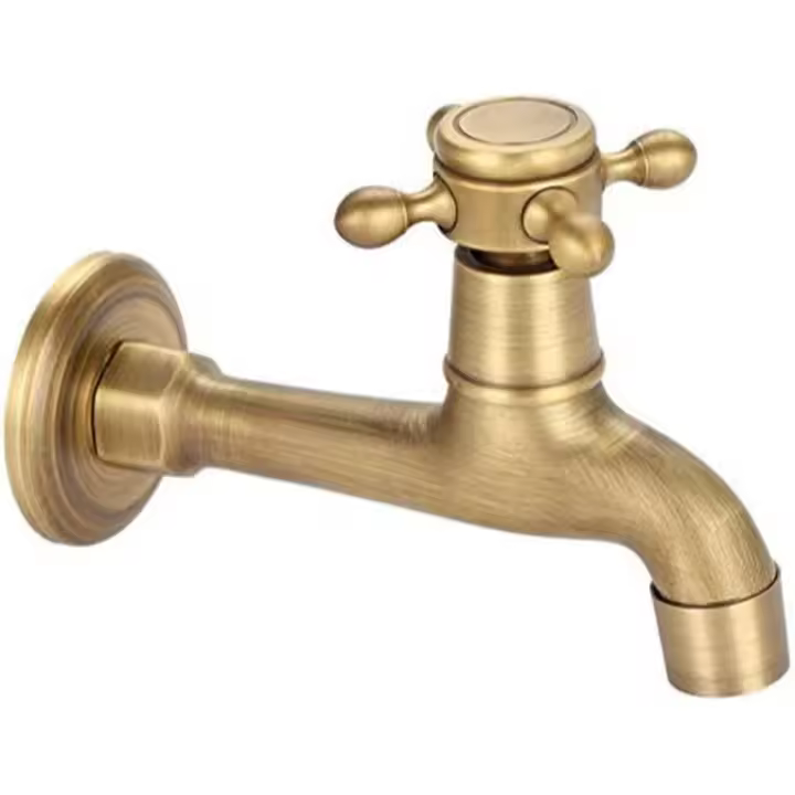 Grifo de pared, Grifo vintage de Cobre largado de un solo Mango para Agua fría para baño, lavabo, fregadero de Cocina, fregona y otros accesorios para Grifos - 1