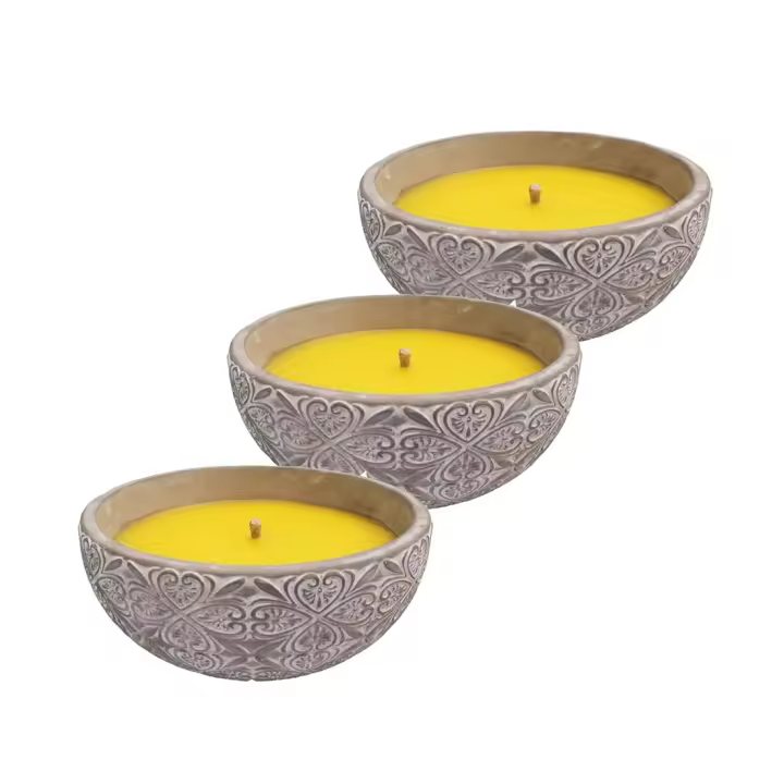 V3C TarroCem Rosa GM [G] – PANDAHOME Vela de Citronela – Protección Natural contra Mosquitos, Diseño Decorativo en Terracota/Bambú/Cristal, Ideal para Interior y Exterior - 1