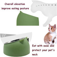 Tazón De Alimentos Para Gatos Y Perros De Acero Inoxidable Creativo Y Lindo Inclinado Para Mascotas Alimento Y Agua - details 3