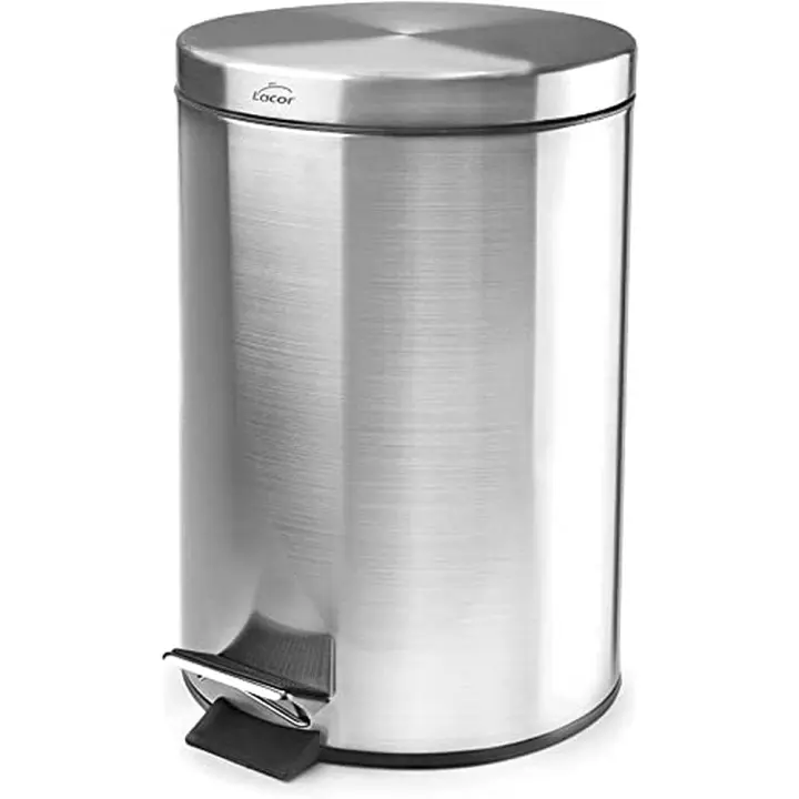PAPELERA INOX C/PEDAL Y CUBO 5 LTOS - 1