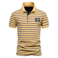 Primavera y novedad de verano, polo para hombre, tamaño europeo, camisa POLO de manga corta a rayas, top de algodón con solapa informal a la moda para hombre - details 2