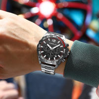 Reloj De Pulsera De Acero Inoxidable CRRJU Para Hombres Estilo Creativo Y Moda Con Dial Luminoso Y Cronógrafo Relogio Masculino - details 13