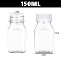 4 Pcs Botellas De Jugos De Plástico Nuevas 120ML/150ML Transparentes Lids Anti-Robo Contenedores De Bebida Vacíos Cuadrados Para Leche - details 1