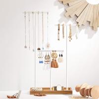 Expositor de Joyas 2 en 1 con Bandeja, 3 Barras en T Ajustables, Soporte para Collares, Pulseras y Pendientes con Agujeros - details 2