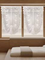 Cortina De Lace Pequeña Flor De Corea Para Cocina Y Dormitorio Estilo Romántico Francés Sin Palo Partición De Tela Para Puerta Translúcida De Polyester - details 1