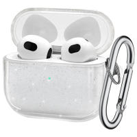 Funda De Auriculares Con Llavero De TPU Suave Brillante Y Plateado Para Airpods 3er Generación 2da Generación 1er Generación pro 2024 Accesorio De Cubierta Protectora - details 0