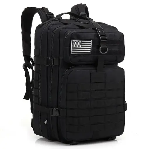 Mochila Táctica Militar 50L Impermeable NEGRA para Aventuras al Aire Libre - incluyes 2 parches velcro Marca Generica - 1