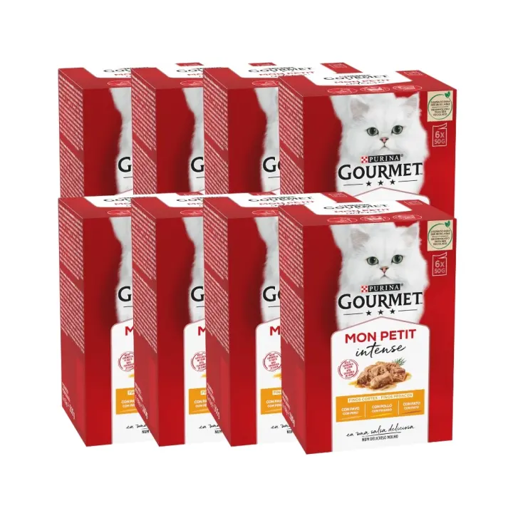 GOURMET - Mon Petit  (48x50 gr) - Selección de Aves (Pavo, Pollo y Pato) (8 Cajas de 6x50 gr) - 1