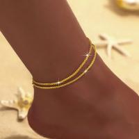 Anklet Doble Capa Para Mujeres Estilo Minimalista Ajustable En Oro Fashion Joyería Diaria Para El Verano Regalos 2024 Nuevo - details 0