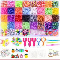 Kit De Hacer Pulseras De Cinta Arco Iris Para Niñas 600-1800 Piezas Set De Banda De Goma DIY Juguete De Manualidades Regalo - details 1