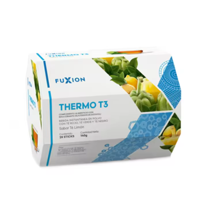 THERMO T3 - Té herbal en polvo con extractos de té verde, rojo y negro (28 sobres) - FUXION - 1