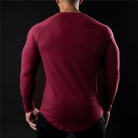 Camiseta De Manga Larga De Algodón Para Hombre Moda Otoño Camiseta Deportiva Casual Para Gimnasio Y Bodybuilding Tops Masculinos - details 5