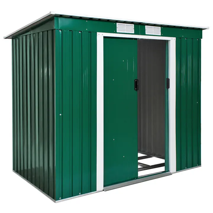 Tectake - Cobertizo para jardín con tejado plano  Chapa de acero lacada  Espacio cerrado para guardar multitud de utensilios y muebles  Diseño sencillo y atemporal - 1
