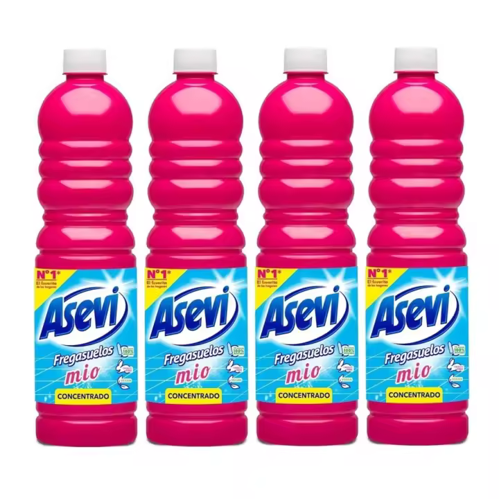 Asevi Fregasuelos Perfumado Concentrado Mio, Pack Ahorro 4x1L, Fragancia Duradera, Aroma Floral, Limpiasuelos Con pH Neutro, Para Todo Tipo de Suelos, Incluso Superficies Delicadas - 1