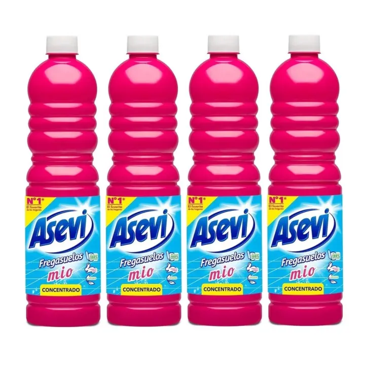 Asevi Fregasuelos Perfumado Concentrado Mio, Pack Ahorro 4x1L, Fragancia Duradera, Aroma Floral, Limpiasuelos Con pH Neutro, Para Todo Tipo de Suelos, Incluso Superficies Delicadas - 1