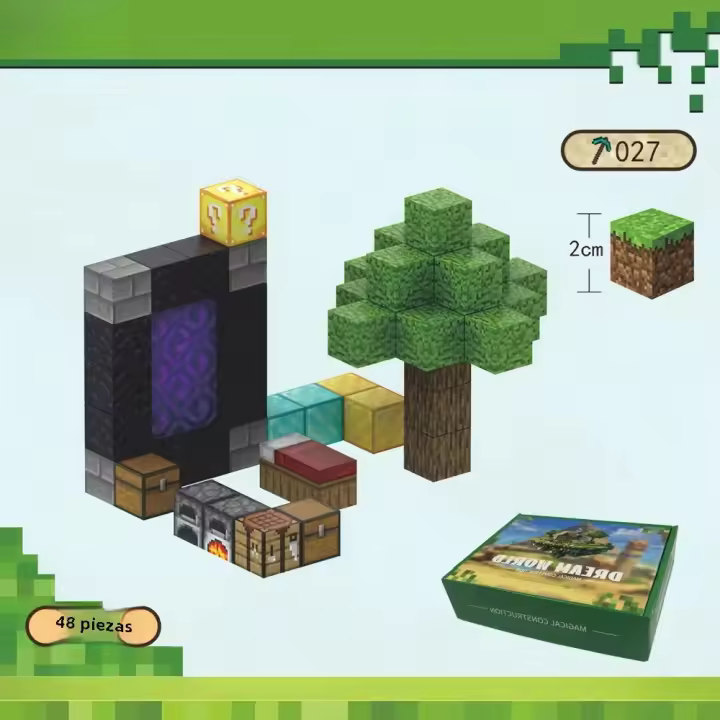 Bloques Magnéticos Para Niños - Set De Cubos De Minas Con Palabras Juguete Sensorial Para Constructores Creativos Decorativos Regalos Para Bebés - 1