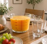 STARLEY-Jarra medidora de cristal 500 cc y 1000 cc con asa ergonómica, pico vertedor y marcas de medición en tazas y onzas – Recipiente transparente resistente para cocina, repostería, mezclas, leche, agua, zumos y preparación de recetas - details 1