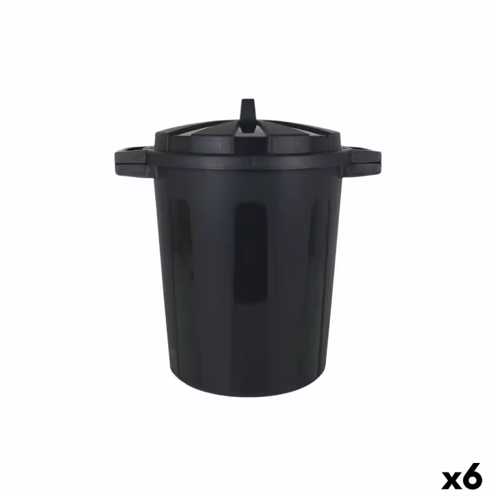 Cubo de Basura con Ruedas Dem Negro 25 L (6 Unidades) - 1