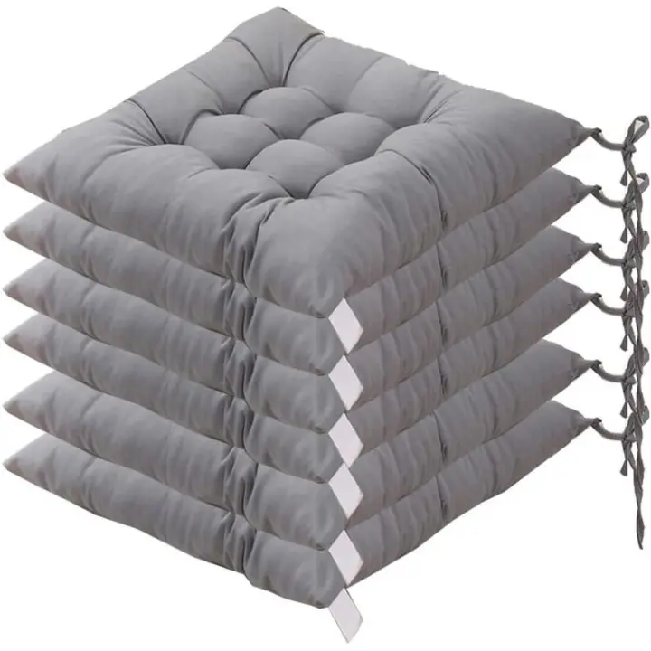 6 Cojines Cuadrados para Silla Cojines de Asiento de 40x40 Decoración del hogar Cojín de Estera Acolchada, cómodo y Colorido, Ideal para Uso en Interiores y Exteriores (Gris) - 1