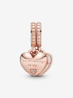 Pandora - Charm Colgante dividido "Siempre estás en Mi Corazón"-Baño de Oro Rosa de 14 K - details 1