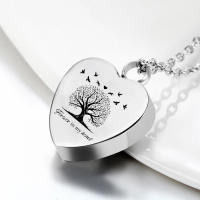 Collar Urna De Vida De Árbol Para Hombres Y Mujeres Joyería De Cremación Para Restos De Amados Recuerdo Locket De Urna De Corazón De Acero Inoxidable - details 4