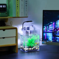 Juego De Acuario De Peces En Forma De Tanque Fácil De Instalar Para Escritorio Silencioso Ideal Para Dormitorio Y Oficina Regalo Para Niños En Cumpleaños - details 1