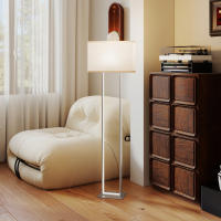 HOMCOM Lámpara de Pie Moderna 150 cm Lámpara de Pie para Salón con Pantalla de Tela Luz Nocturna Interruptor de Pie y Base Metálico para Dormitorio Oficina Sala de Estar Blanco - details 3