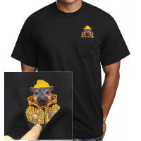 Camiseta De Algodón HX Con Diseño De Elefante Divertido Y Dedo Medio Doble Bolsillo Para Hombres Ropa Casual De Manga Corta - details 2