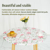 Mantel Redondo Vinilo Con Espalda De Terciopelo Tamaño 120cm Estampado Floral Cubierta Elástica Para Comedor Al Aire Libre Picnic - details 4