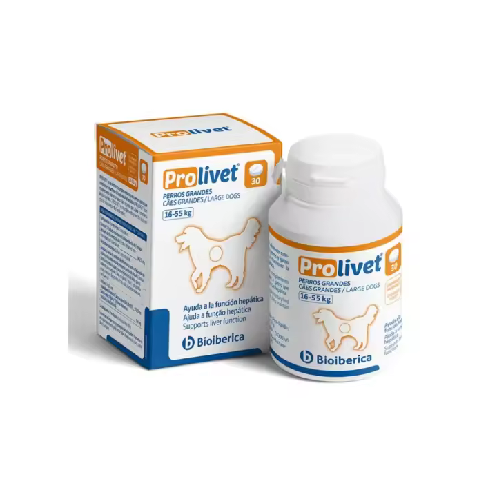 BIOIBERICA - Prolivet (30 Comprimidos) - Alimento complementario para ayudar a mantener la Función Hepática en Perros Grandes (16-55 kg) - 1