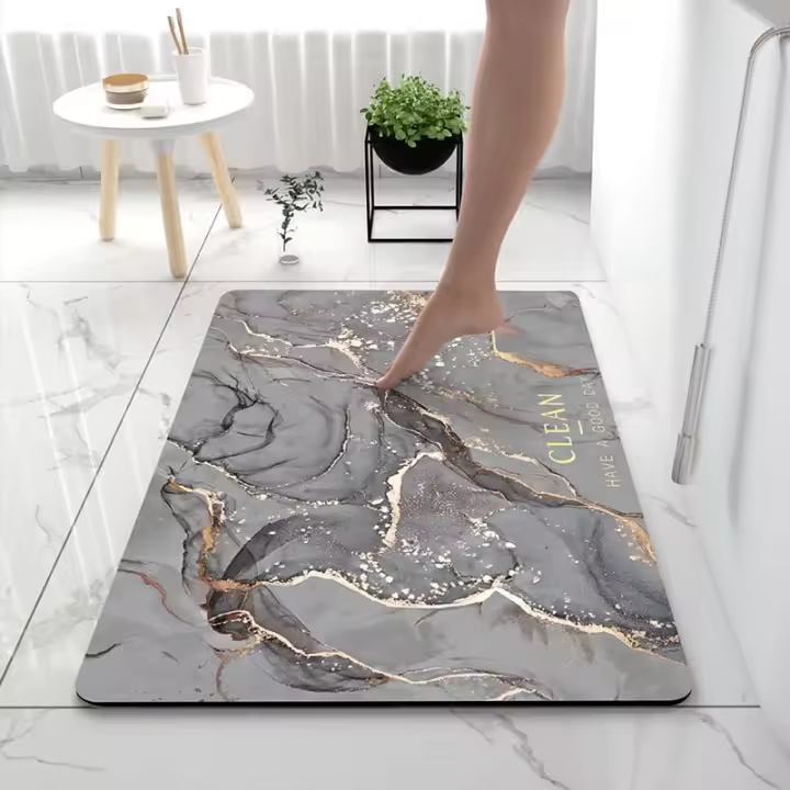 CA Alfombra de baño antideslizante, alfombra absorbente de 60 x 90 cm, alfombra de ducha suave y cómoda, alfombra de baño de diatomita para bañera, cocina, sala de estar y baño, color humo de lima. - 1