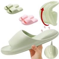 Zapatillas De Casa Para Mujer Súper Suaves Y Transpirables Con Tobillera Abierta Antideslizantes Para Interior Y Baño Color Sólido Minimalista - details 2