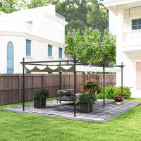 Outsunny Pérgola de Jardín 6x3 m con Techo Retráctil, Cenador de Jardín con UPF30+, Estructura Metálica, Tela de Poliéster, Pabellón para Exterior, Terraza, Crema - details 3