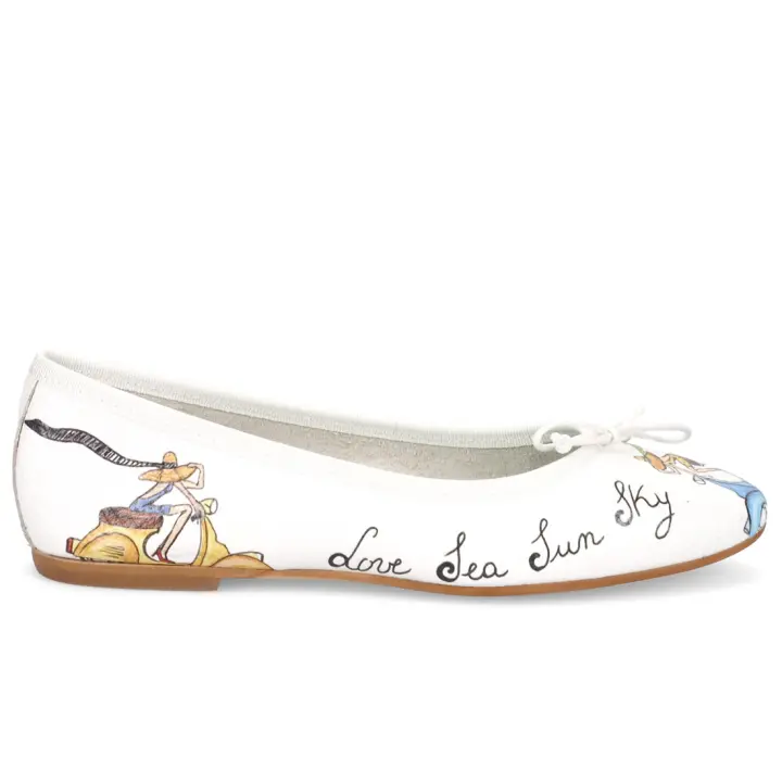 Bailarina Belle Vie de Piel Blanca con estampados multicolores 703-VESPA - 1