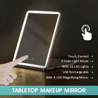 Espejo De Maquillaje Portátil Plegable Con 10x 3 Colores De Luz LED Pantalla Táctil Regulación Sin Pasos USB Para Viajes - details 2
