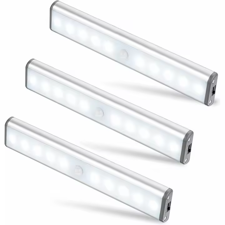 TRIOM Juego de 3 Lámparas LED de 10, Inaluminables, Recargable por USB, Magnetizadas, Sensor de Movimiento, 2 Modos de Iluminación, Portátiles. Luz de Emergencia, Luz Nocturna para niños, extra… - 1