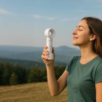 Ventilador sin aspas portátil Jocca a elegir en color blanco o verde, diseño compacto y moderno, 27.5 cm de alto, potencia 5W, funcionamiento silencioso, recargable por USB (DC 5V/1A), ideal para llevar en el bolso, viajes o escritorio - details 0
