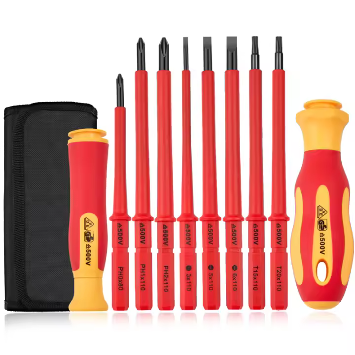 Juego De Destornilladores Interchangeables VDE Aislados Con Estuche Magnético 500V Para Electricistas Uso Doméstico Y Profesional 10 Piezas - 1