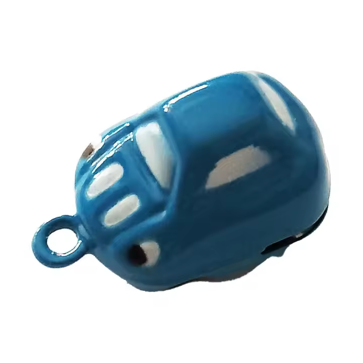 Cascabel Decorativo Metálico – Tamaño Mini – Bell – Vehículos – Transportes – Coche Azul – Música para tu Ropa y Complementos – 2,0 x 1,5 cm. – Moda The Happy Patch - 1