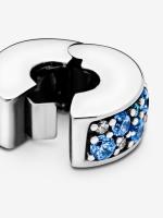 Pandora - Charm with clip de pavé Azul-Plata de Lei - details 2