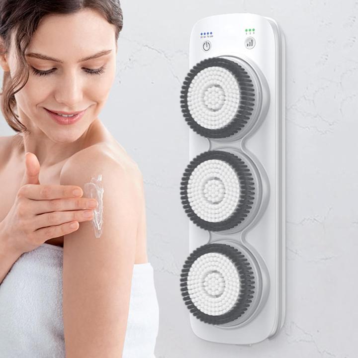 Épurateur De Dos Mural, Brosse De Bain Électrique pour Le Dos, Rotation Automatique À 360°, Réglable De Haut en Bas sur 64 Cm, Réglage À 3 Vitesses, pour Un Nettoyage en Profondeur Exfoliant