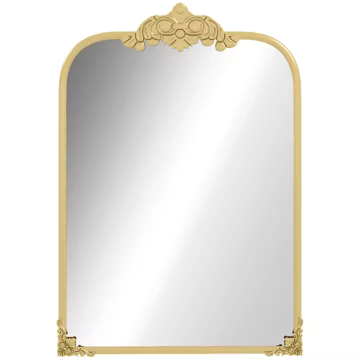HOMCOM Espejo de Pared 60x87cm Espejo de Baño Estilo Barroco Espejo Decorativo con Marco de Metal para Salón Dormitorio Dorado - 1