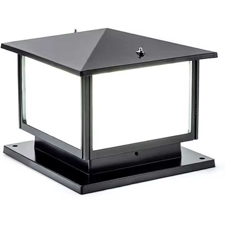 Lámpara De Pilar Puerta Al Aire Libre Terrazas Lámpara E27 Impermeable Rústico Independiente Luces De Jardín Placa Base,Negro - 1