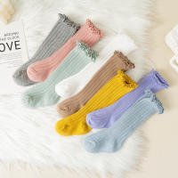 Calcetines Largos Para Niñas Ruffle Suaves De Algodón Con Encaje Y Flores Para Escuela Uniforme Infantil Para 0-8 Años Colores Variados - details 5