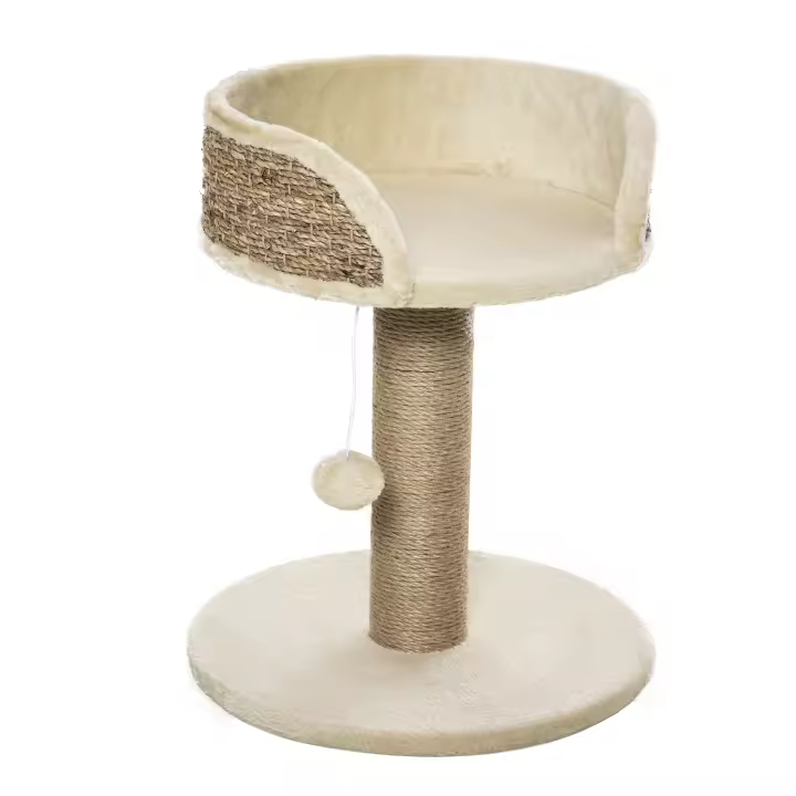 PawHut Rascador pequeño, árbol para gatos de 49 cm, rascador para gatos con pelota de juego, zona de descanso, árbol trepador para gatos de hasta 4 kg, muebles para gatos, yute, café - 1
