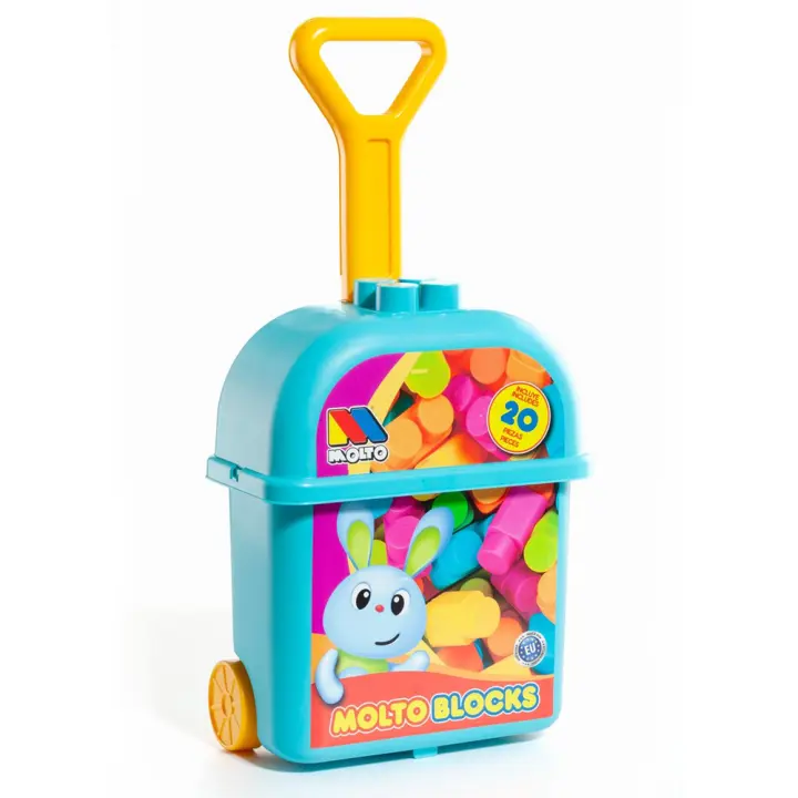 Carrito maleta trolley azul con 20 bloques. (Molto 24462) - 1