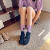 Calcetines Medio Tubo Disney Sanrio Kuromi Para Mujer Color Morado Algodón Peinado Dibujos Animados Lindos Hechicera Calcetines - details 33