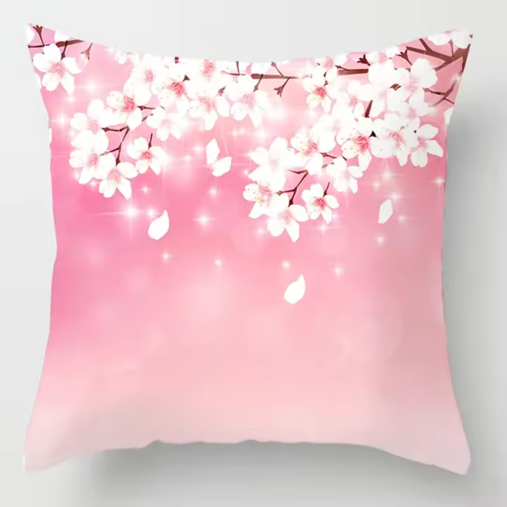 Funda De Cojín Cuadrada Rosa Con Flores 40x40 45x45 50x50 60x60 Cubierta Suave Para Sala De Estar/Mesa De Dormitorio - 1