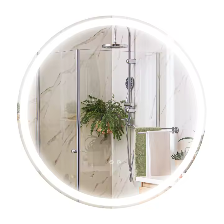 kleankin Espejo de Baño con Luces LED Ajustable Ø60 cm Espejo para Baño Redondo con Antivaho Función de Memoria e Interruptor Táctil para Salón Entrada Plata - 1